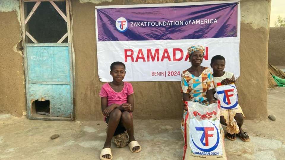 A family in Benin with their Ramadan package