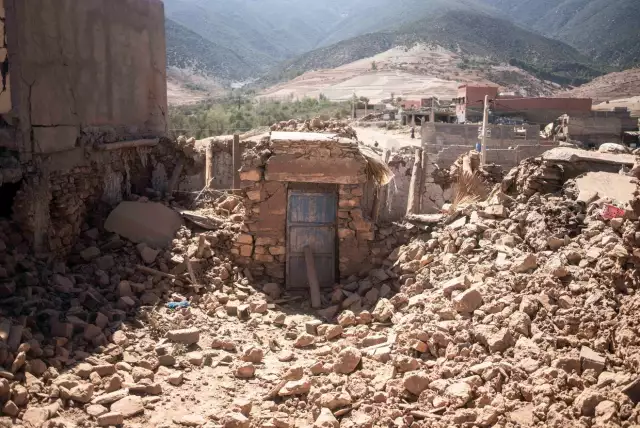 Damage caused by the earthquake in the village of Tafeghaghte, near Marrakech, Morocco, Monday, Sept. 11, 2023. Mosa'ab Elshamy, AP