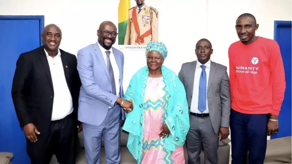 From left to right: Zakat Foundation of America Focal Point, SG/Vice-Minister, Zakat Foundation of America Country Representative, Chief of the Minister's Cabinet, and Zakat Foundation of America Program Manager