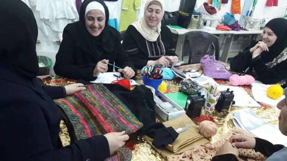 Syrian refugee women learn to knit at Zakat Foundations Vocational Training Center in Jordan