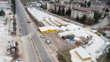 A tent city in Adiyaman, Turkey where 1,600 earthquake survivors are living because of the Zakat Foundation of America.