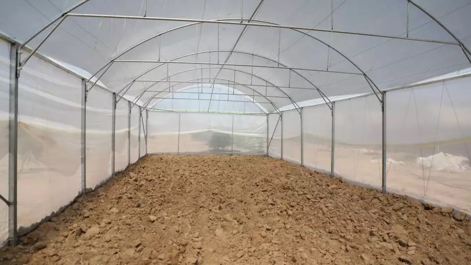A greenhouse ready to come to life and give life / بيت بلاستيكي جاهز للزراعة الدفيئة
