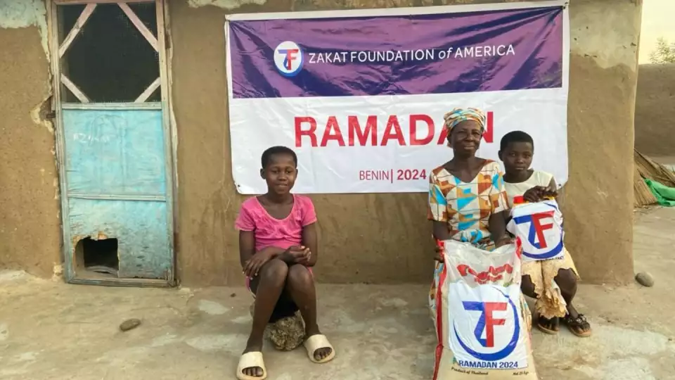 A family in Benin with their Ramadan package