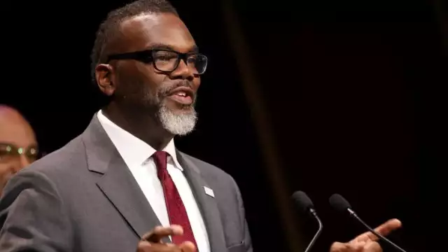 Chicago Mayor Brandon Johnson. He is fighting to bring everyone together around initiatives such as the faith-based St. Bartholomew's migrant shelter that will provide longer stays for occupants than the typical 60-day tenure. JEFF SCHEAR/GETTY IMAGES FOR JAMES BEARD FOUNDATION