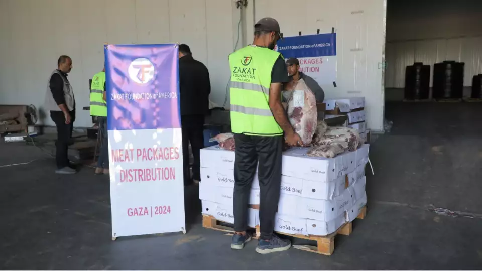 Zakat Foundation of America was able to distribute fresh meat emergency food in Gaza
