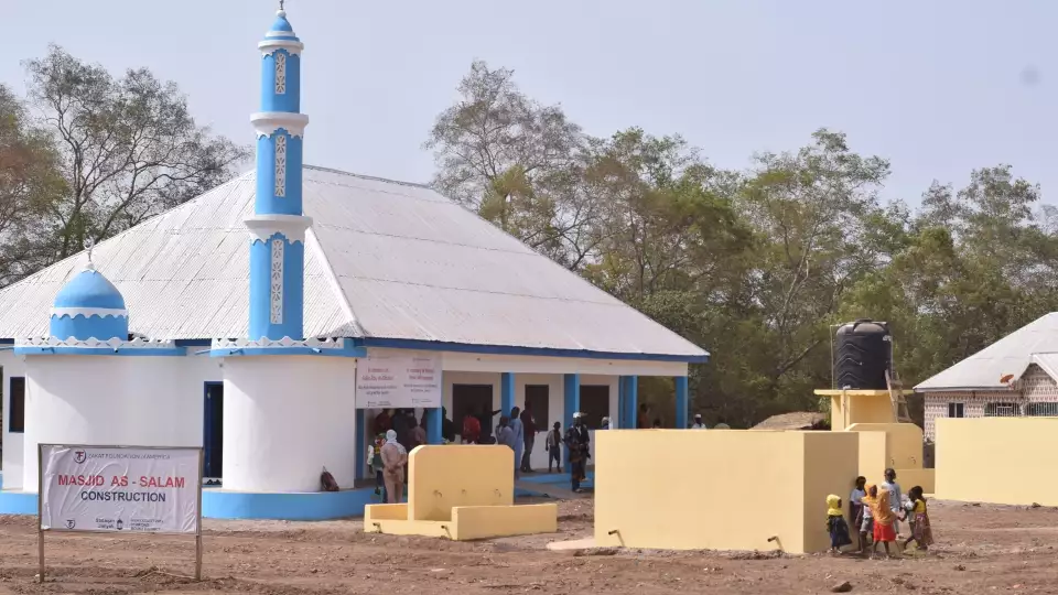 Congregants gather at the newly constructed Masjid As Salaam in the Ivory Coast.