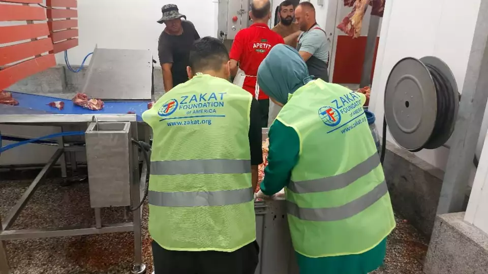 Our field teams in Kosovo work to ensure the quality and cleanliness of udhiyah meat is packaged for families in Kosovo.