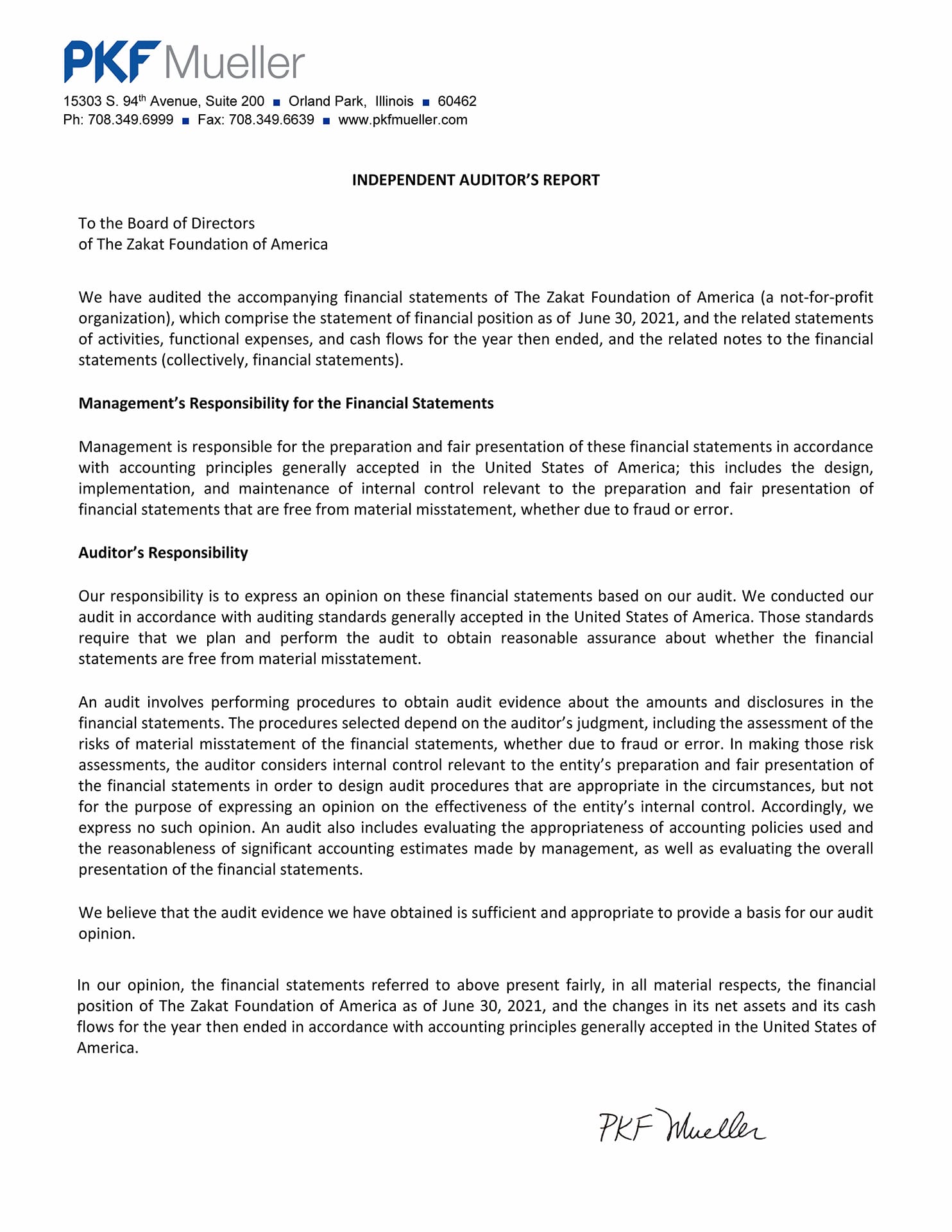 A picture of the Independent Auditor's Report.